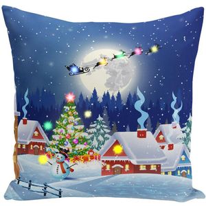 Pillow /Decorative Light Christmas S Cover Short Plush Santa Elk Throw For Home Glow Clause Decoration Sofa/Decorative