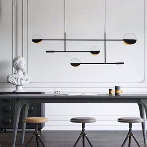 Pendant Lamps Nordic Minimalist Creative Personality LED Designer Restaurant Long Chandelier Post-modern Cafe Decorative Light Line Lamp