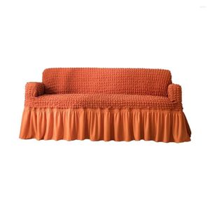Chair Covers Luxury Sofa Cover 3D Popcorn Style Slipcover Universal Furniture Protector Elastic Couch With Elegant Skirt Orange