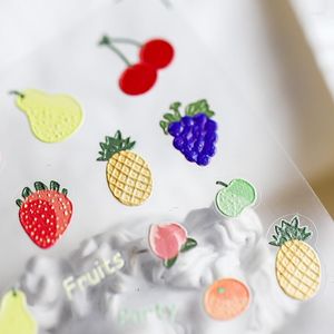 Adesivos de unhas verão frutas doces 5d relevos em relevo macio Art 3d adesivo decalques decorações designs