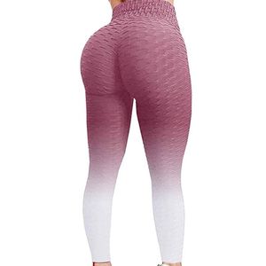 Yoga Outfit Fashion Womens Pants Stretch Leggings Gradient Color Fitness Running Gym Sports Full Length Active E2