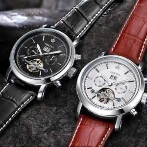 Нарученные часы Relogios Masculino Fashion Dress Mechanical Watch Men Luxury Top Brand Orkina Tourbillon Автоматическое запястье для