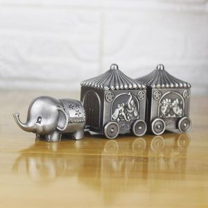 Caixas de armazenamento Baby Keepsake Gift Primeiro dente e Curl Metal Artcraft Box Box Vintage Elephant Design