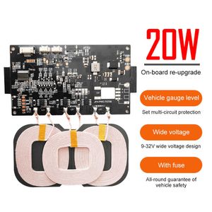 5W 15W 20W 5V 9V 12V Qi Caricabatterie rapido wireless Modulo trasmettitore di ricarica Circuito con ricevitore bobina per alimentazione auto