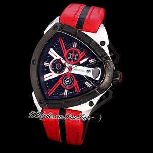 2021 New Tonino Sports Car Cattle Swiss Quartz Chronograph Mens Watch Two Tone PVD Black Dial Dynamic Sports Red Leather Puretime 337v