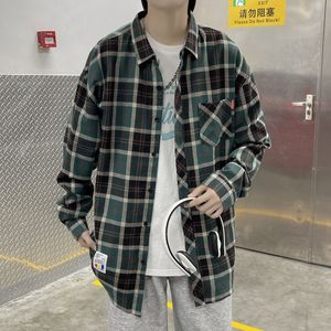 Mens Casual Shirts Spring Oversize Retro Plaid Blouses Male High Quality Long Sleeve Cotton Plaid Shirts Hip Hop Flannel Checked Shirts Men 230114