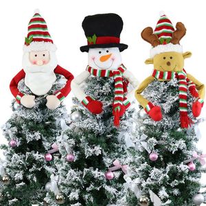 Decorazioni natalizie 2023 Tree Top Topper Grande copertura Pupazzo di neve Cappello Ornamenti Decorazioni per esterni per la casa Decorazione regalo