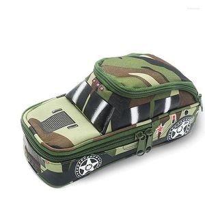 Caixas de armazenamento Camuflagem off-road veículo lápis Bolsa Bolsa de senha de senha para meninos filhos Double Zipper Escola Box Statagenery