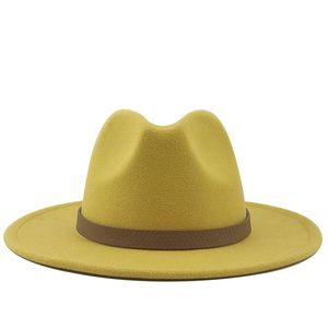 Sombreros de ala ancha, gorras Trilby de otoño, sombrero de copa de moda para hombre y mujer, gorra de Jazz para invierno, sombreros de fieltro Vintage de Panamá para hombres, fieltro de la Mafia de 56-60CM