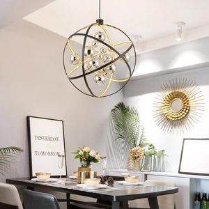 Pendant Lamps Europe Nordic Led Iron Crystal Hanging Lamp Light Luminaria Pendente Industrial Modern Chandelier Livingroom
