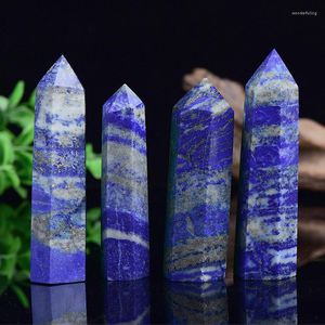 Decorative Figurines Natural Lazurite Lapis Lazuli Tower Ornaments Room Decor Home Decoration Healing Crystal Point Wand Witchcraft DIY Gift