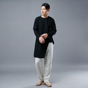 Camicie da uomo 2023 abito estivo maschio angolare shirt t-shirt in stile cinese a maniche sottili in lino camicia bianca D530 D530