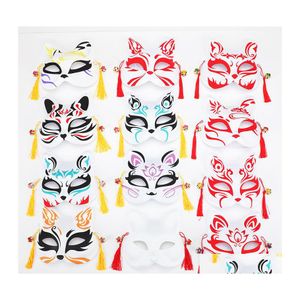 Partymasken Japanischer handbemalter Stil PVC-Katzenmaske Cosplay Maskerade Festival Ball Kabuki Kitsune Kostüm Drop Lieferung Home Garde Dh8Rv