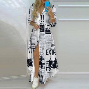 Casual Dresses Women Long Shirt Dress 2023 Summer Slå ner krage singelbröst knapp oregelbunden maxi kvinnlig sexig strandrock klädselcasua