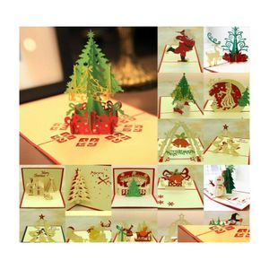 Cart￵es de felicita￧￵es 1pcs 3d Card Feliz Natal Tree Holiday Creative Gift Decoration1 Drop Deliver