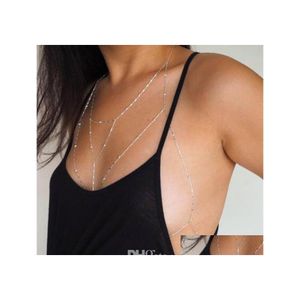 Belly Chains Sexy Body Bra Chain Women Gold Sier Chest Waist For Female Fashion Beach Bodychain Jewelry Drop Delivery Otcae