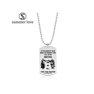 Pendant Necklaces Stainless Steel Necklace Brother In The Darkest Hour When Demons Come We Will Fight Them Together Drop Delivery Je Dhyjr