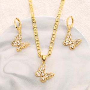 Dangle Earrings Bangrui CZ Butterfly Necklaces Earring Women Girls Gold Color Charm Jewelry Cubic Zirconia Birthday Party Gift & Chandelier