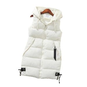 Kvinnor Down Parkas Jacka Kvinnor Vest Solid Color Cotton Padded Autumn Winter Clothes Warm Drawstring Waistcoat för daglig slitage Black Xlwom