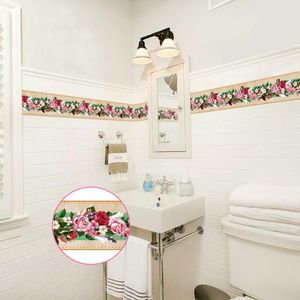 Bakgrundsbilder kreativa självhäftande tapeter baseboard vardagsrum badrum retro rose blommor blommor mönster midja väggklistermärken