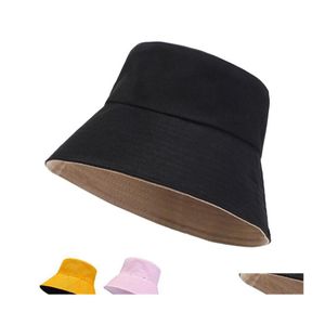 Stingy Brim Hats Summer Foldble Bucket Hat fördubblar kvinnor utomhus Sunsn Cotton Fishing Hunt Cap Män unisex Drop Delivery Fash Otbgc