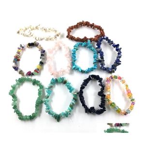 Strands de miçangas mticolor Bracelets de miçangas naturais de pedra quebrada para mulheres curando o quartzo de cristal de pulseira