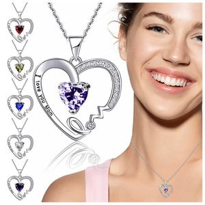 Pendant Necklaces Special Offer Creative Lithe I Love You Mom Zircon Necklace With Carved Heart The Gift For Elle22