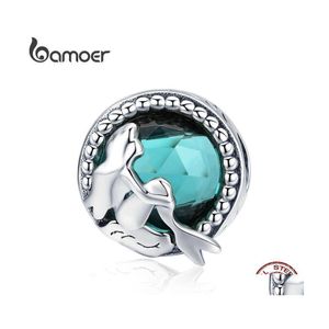 Charms Bamoer 925 Sterling Sier Deniz Kızı Eksik Yuvarlak Boncuklar Kadın Bilezikler Kolyeler Diy Takı Yapımı SCC894 DROP TESLİM F DHCJA