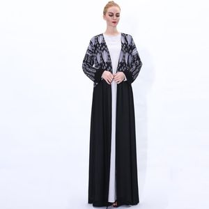 Abiti casual Estate Donna Figura intera Arabo Chiffon Musulmano Abito Caftano Marocain Abbigliamento europeo Abaya Per donna Maniche lunghe