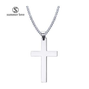 Pendant Necklaces Stainless Steel Simple Cross Necklace For Women Fashion Sier Gold Plating Christian Pray Jesus Chain Jewelry Gift Dhcjh