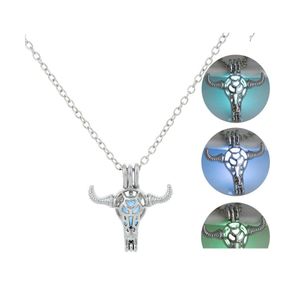 Lockets Fashion Fashion Luminous Bl Head Pendant 목걸이 여성용 어두운 돌 케이지 오픈 시어 체인 보석 BK 드롭 배달 PE DHLUJ