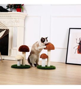 Cat Toys Climbing Frame Tongtian Pillar Mushroom-shaped Scratching Board Toy Simulation Lawn Natural Linen Rope Wear-resistant