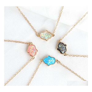 Pendant Necklaces Fashion Opal Hand For Women Gold Plated Chain Small Girls Trendy Jewelry Gift Drop Delivery Pendants Dhg20