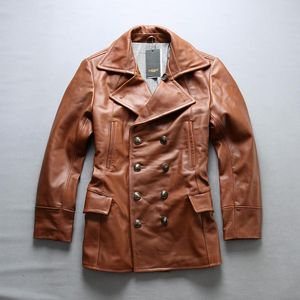 남자의 가죽 가짜 남자 스타일리쉬 코트 2023 진짜 재킷이 두 배가 된 갈색 컬러 슬림 핏 자켓 멘스