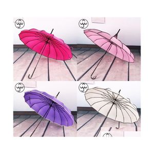 Umbrellas 16K Long Handle Umbrella Straight Bar Outdoor Sunshade Windbreak Bridal Baobian Pagoda Wedding Decorations Lotus Shape 22H Dhwp0