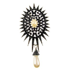 Brooches Pins XIANG Rhinestone Large Sun Style Pearl Brooch Pendant Design Navy Blue Color Big Pin Coat Dress Accessories High QualityPins