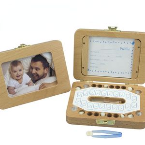 Kepsakes Baby Tooth Box Zęby Zęby Organizator Kolekcja Kolekcja chłopca dziewczyna pamiątka niemowlę dzieci urocze prezenty dla dzieci pamiątkowe drewniane 230114