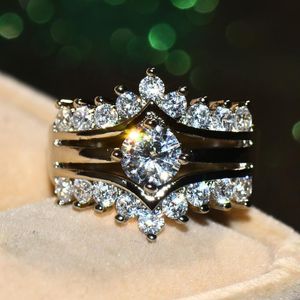 Band Rings Boho Female Big Stone Ring Set Fashion Luxury 925 Silver Love Bridal Engagement Vintage Wedding For Women