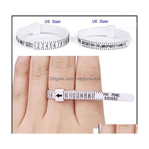 Ring Sizers Narzędzia biżuterii sprzęt 50pcs sizer uk USA British American europejski standardowy pasek pomiarowy Pierścień