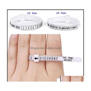 Ring Sizers Jewelry Tools Equipment 50pcs Sizer UK EUA British American European Standard Size Medição Rings Sning Dhzv8