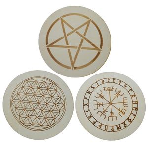 Dekorativa figurer föremål 15 cm trä runt altaret tegel/väg med Viking Compass Pentagram Witchcraft levererar mat wicca rekvisita ornam