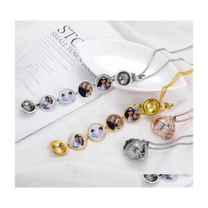 Lockets Magic P O Pendant Memory Floating Locket Necklaces For Women Men Boy Girl Family Angel Wings Flash Box Fashion Album Jewelry Dhcb9