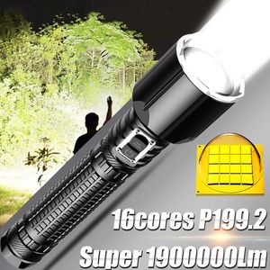 Torce XHP199.2 Led ad alta potenza Super Bright XHP50.2 Torcia USB ricaricabile Zoomable Tattica 26650 Batteria