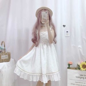 Abiti casual Mothybot Abito bianco puro Girly Starry Sky Lolita Bronzing JSK Festa di nozze senza maniche