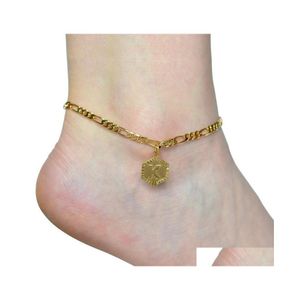 Anklets Az Letter For Women Girl Alloy Anklet 21Cm Add 10Cm Extender Gold Chain 26 Alphabet Foot Leg Jewelry Gift X56Fz Drop Delivery Dhbys