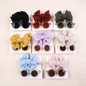 Baby Bows Headband Ribbon Cartoon Sunglasses Girls Beach Photography Props Toddler Hair Bands Headwear Kids Hair Accessories 1409