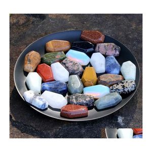 Stone Natural Crystal Ornaments Coffin Shape Reiki Healing Chakra Quartz Mineral Gemstones Handbit Hemdekoration Tillbehör 86 Dh68n