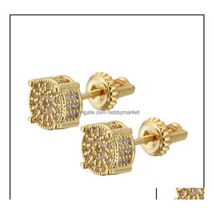 Stud Beauty Shiny Circle Diamond Design Vintage Ancient Surgical Steel Screw Earring Elegant Zircon Female Ear Drop Delivery 2021 Ea Dheye