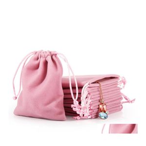 Bolsas de joias bolsas veet dstring cordão presente rosa gelo cinza à prova de poeira