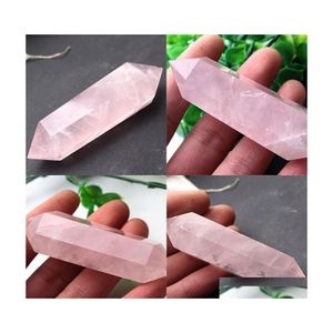 Искусство и ремесла 22,5 дюйма оптом 100 натуральные розовые кристаллические точки Quartz точки REIKI Healing Cure Spirit Energy Stones 466 D DHP8G
